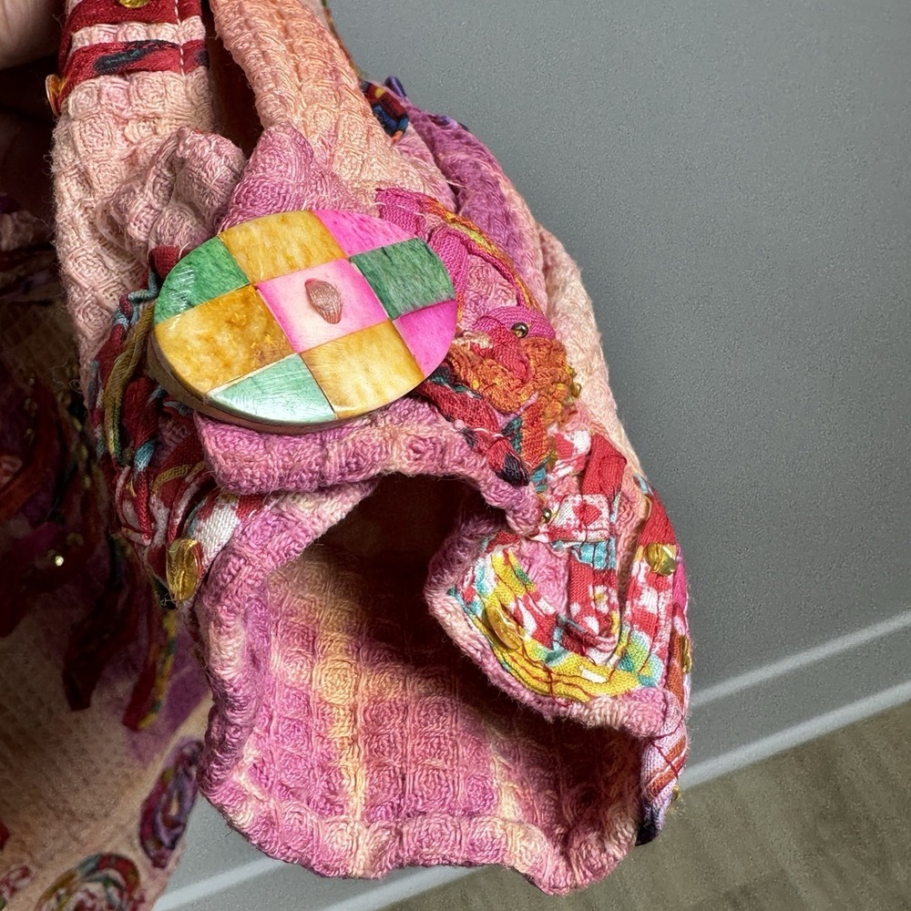 Boho Embroidered Sequin Jacket Quilted Festival Hippie Artwear Womens L - Picture 5 of 12
